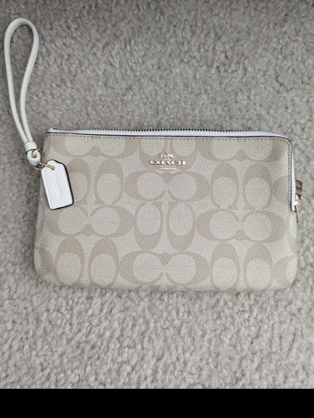 Coach Beige Signature Canvas Wristlet